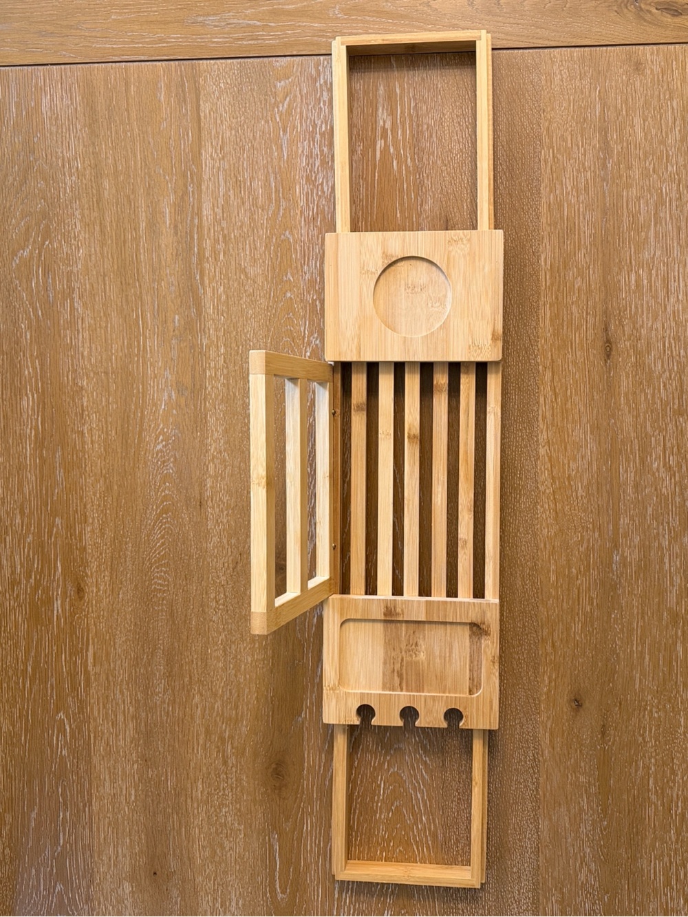 Bamboo Shower Caddy Organizer in Natural Bamboo - Foldable/Expandable